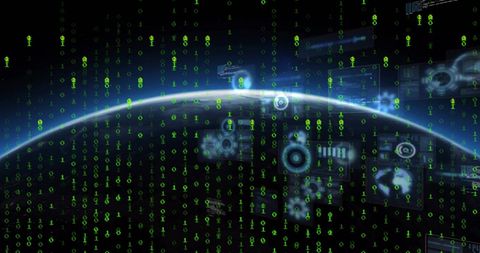 data streams flowing over planet earth in futuristic digital landscape - Download Free Stock Images Pikwizard.com