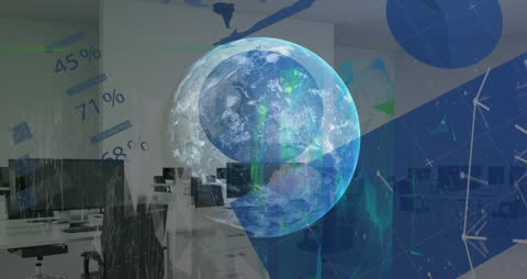 Futuristic Digital Interface Overlaying Global Earth Graphics
