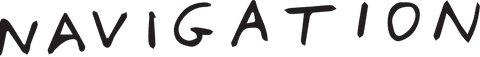 Black handwritten navigation text on transparent background