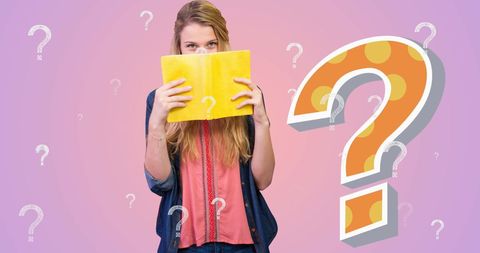 Curious Female Student with Question Marks - Download Free Stock Images Pikwizard.com