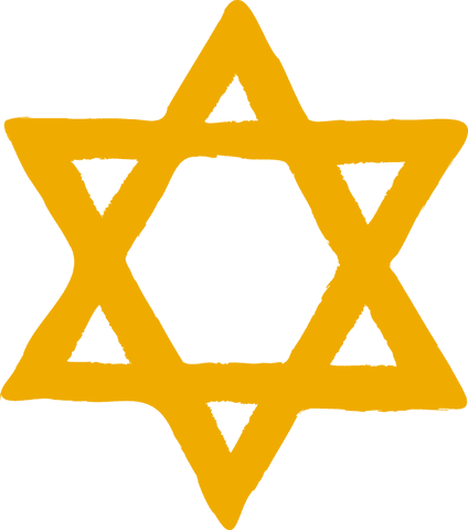 Golden hexagram star on clear transparent background