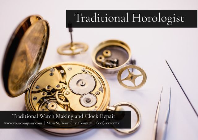 Traditional Watch Making and Clock Repair Service Ad - Download Free Stock Templates Pikwizard.com