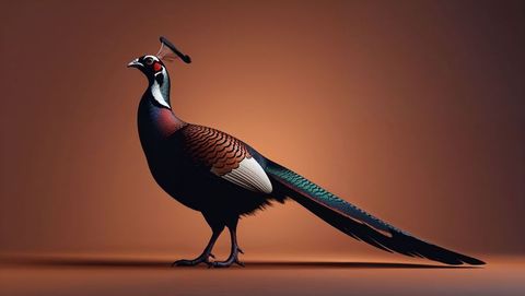 Stunning iridescent pheasant animal in luxury brown environment