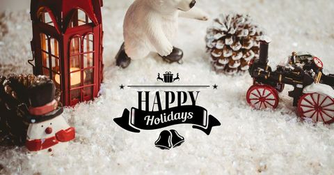 Festive winter scene with holiday decorations