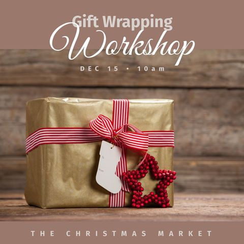 gift wrapping workshop invitation with decorative present - Download Free Stock Templates Pikwizard.com