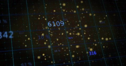 Futuristic Blue Grid with Floating Data Particles