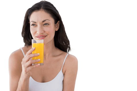 caucasian woman enjoying fresh orange drink on transparent background - Download Free Stock Videos Pikwizard.com