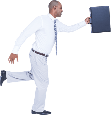 Biracial Businessman Running with Suitcase on Transparent Background - Download Free Stock Videos Pikwizard.com