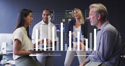 Diverse Colleagues Discussing Financial Data Analysis