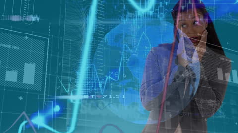 Businesswoman Analyzing Global Data Insights