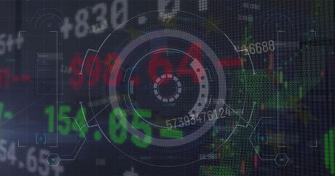 Futuristic digital hud display on financial trading interface