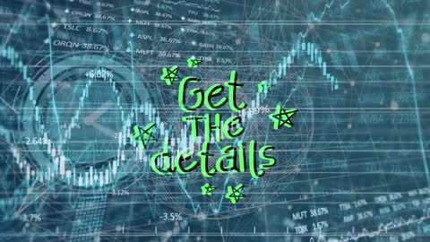 Digital Interface Display with Stock Market Trends and Equations