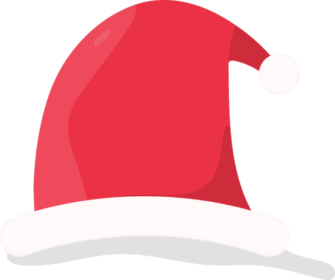 Bright vector santa hat on transparent background for holiday design