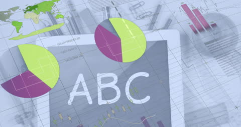 Digital Infographics Background with Graphs and Tablet Interface