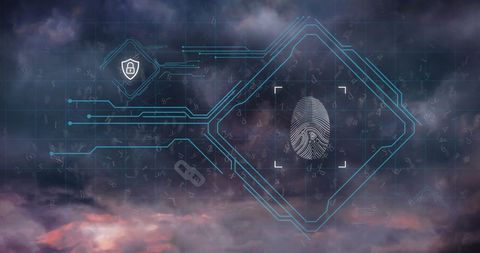 Fingerprint Security on Digital Interface with Stormy Background - Download Free Stock Images Pikwizard.com