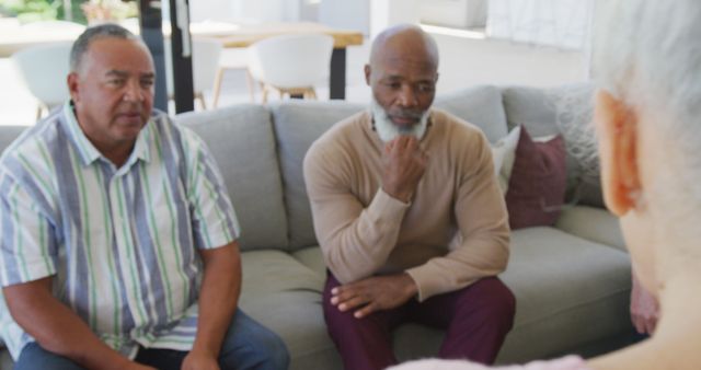 Senior Men Having Serious Meeting at Home - Download Free Stock Images Pikwizard.com