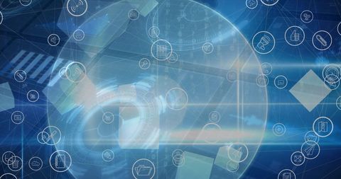 Global Network and Data Icons Over Abstract Digital Interface - Download Free Stock Images Pikwizard.com