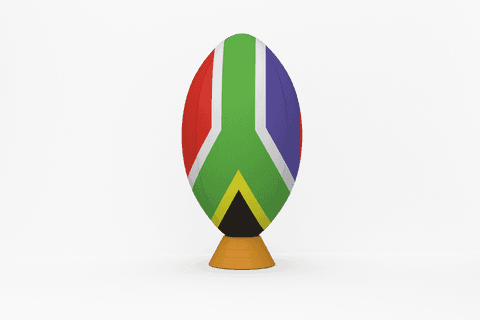 Transparent rugby ball with south african flag symbolism