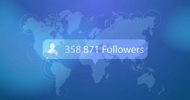 Global Social Media Followers Count Over World Map - Download Free Stock Images Pikwizard.com