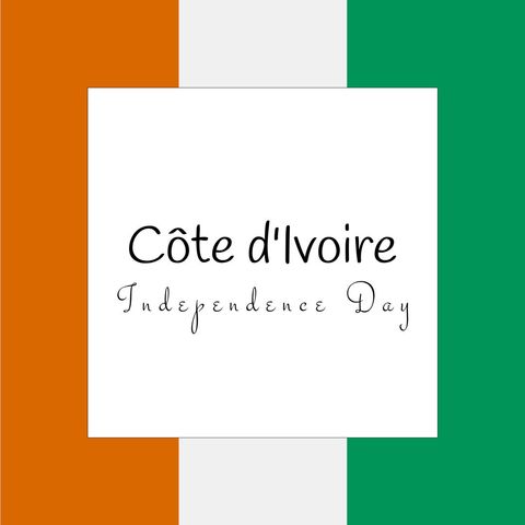 Côte d'ivoire independence day text over national flag