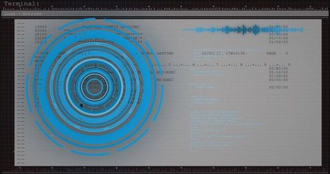 Futuristic HUD Interface with Digital Data Elements