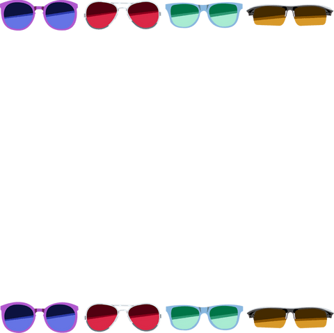 Colorful Sunglasses Border on Transparent Background for Fashion Design