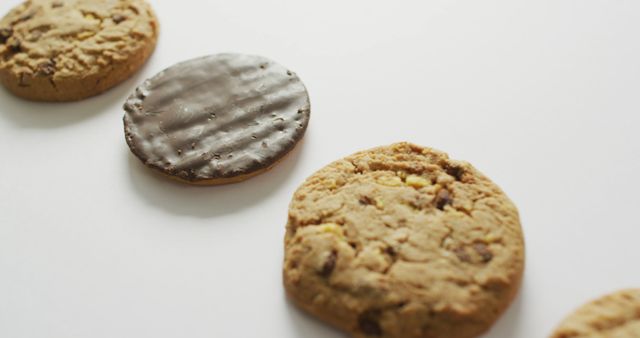 Image of biscuits with chocolate over white background - Download Free Stock Photos Pikwizard.com