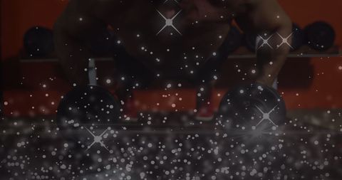 Dynamic fitness exercise with sparkling digital effects