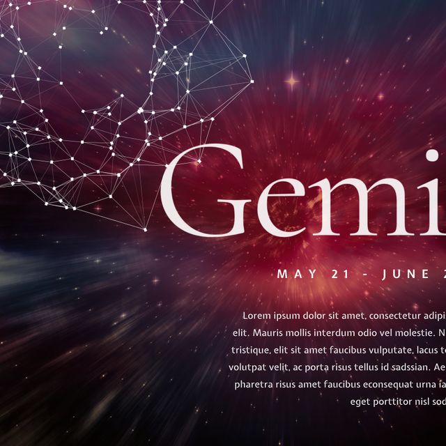 Mystical Cosmic Gemini Astrology Ad with Starry Sky Background - Download Free Stock Templates Pikwizard.com