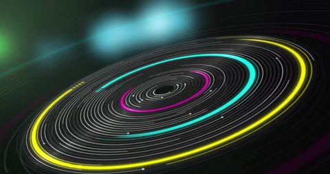 Glowing Circles of Rotating Neon Lights on Dark Background - Download Free Stock Images Pikwizard.com