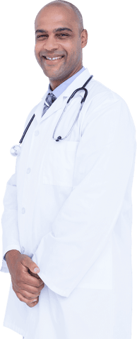 smiling transparent male doctor standing confidently - Download Free Stock Videos Pikwizard.com
