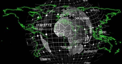 Digital Globe Interface with Grid and Data Points - Download Free Stock Images Pikwizard.com