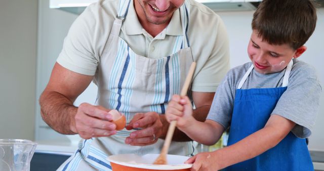 Father and Son Baking Together in Kitchen - Download Free Stock Images Pikwizard.com