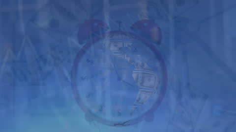 Financial Concept Animation Symbolizing Global Time and Money Dynamics