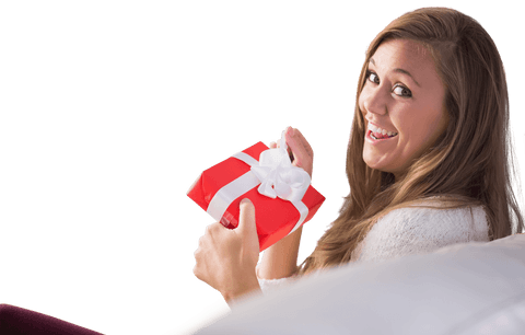 woman relaxing with red gift transparent background - Download Free Stock Videos Pikwizard.com