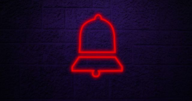 Red Neon Bell Icon on Grunge Brick Wall - Download Free Stock Images Pikwizard.com