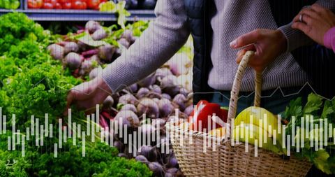 Digital Data Overlay on Grocery Shopping - Download Free Stock Images Pikwizard.com