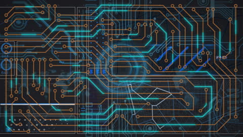 Futuristic Digital Interface with Circuitry Connections
