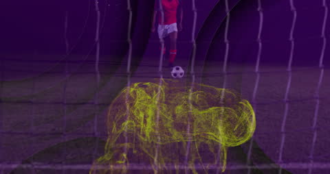 Futuristic Football and Digital Visualization Theme on Sports Field