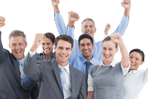Diverse Business Team Cheering with Transparent Background - Download Free Stock Videos Pikwizard.com