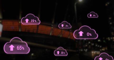 Digital Data Overlay on Stadium at Night