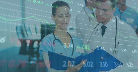 healthcare professionals analyzing financial data with digital interface - Download Free Stock Images Pikwizard.com
