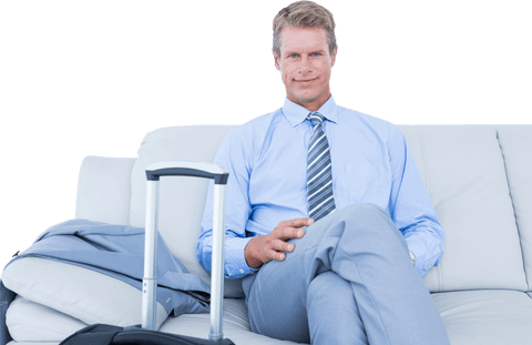 transparent businessman relaxing on workplace sofa with laptop - Download Free Stock Videos Pikwizard.com