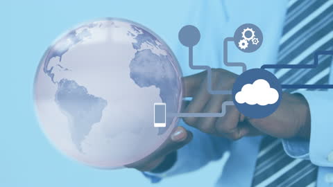 Global Network and Digital Interface Concept with Smartphone