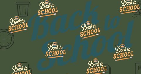 Back to School Pattern on Green Background