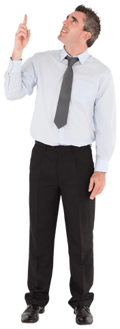 Businessman Pointing Upward with Transparent Background