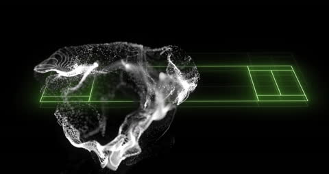 Abstract Sports Court with Dynamic Particle Wave Animation