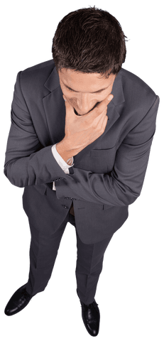transparent businessman touching chin while deep in thought - Download Free Stock Videos Pikwizard.com