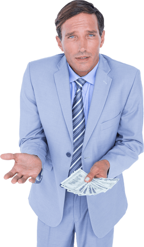 transparent confused businessman holding banknotes - Download Free Stock Videos Pikwizard.com
