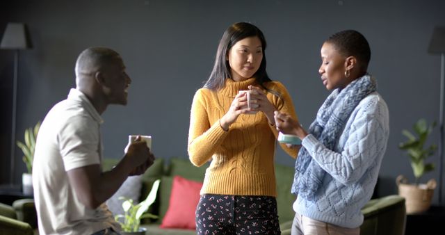 Diverse Group of Friends Socializing with Coffee Cups - Download Free Stock Images Pikwizard.com